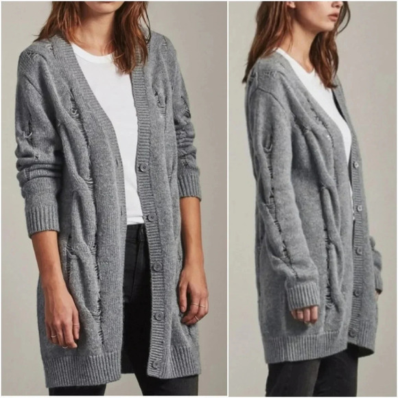 AG Adriano Goldschmied New Sandrine Oversized Wool Mohair Cardigan Size Small - Picture 1 of 14